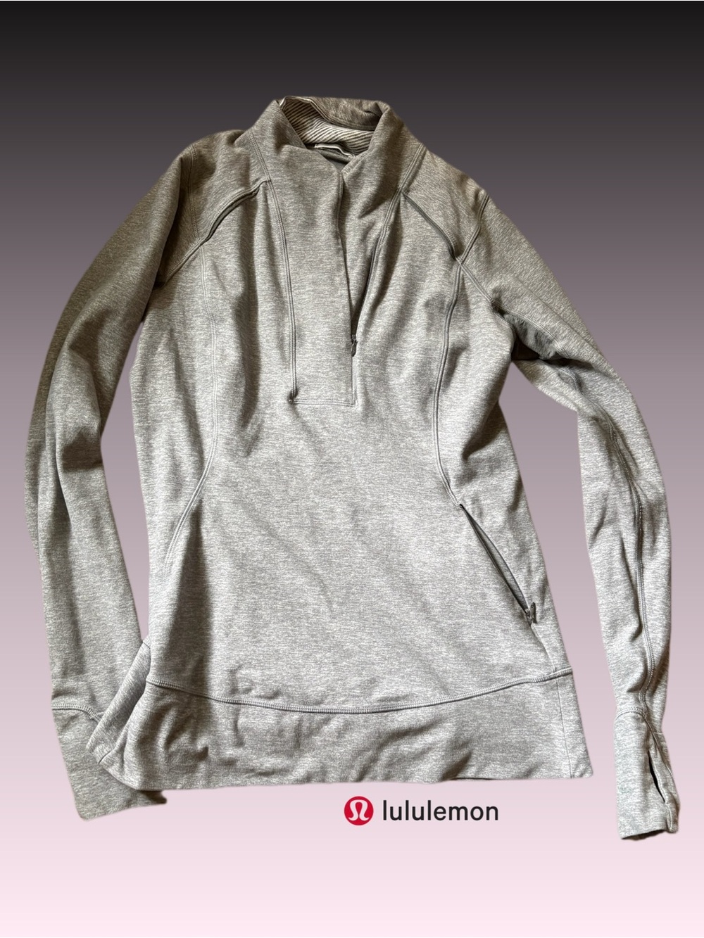 lululemon athletica Light Gray Half-Zip Pullover Hoodie 10